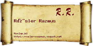Rösler Razmus névjegykártya